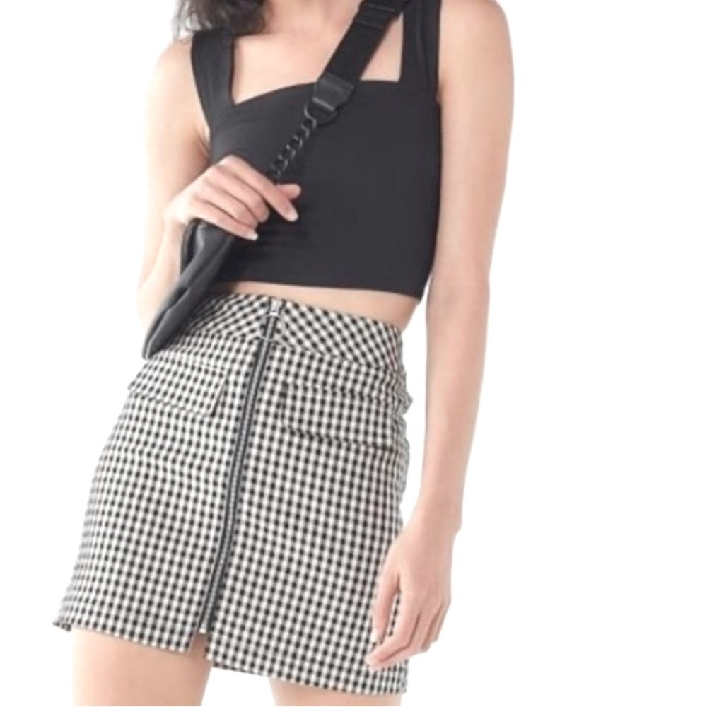 Urban Outfitters Marsha Gingham Zipper Mini Skirt New